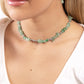 Paparazzi Accessories - Carved Confidence - Green Necklaces infused along an invisible string, a chiseled collection of jade stones and various silver beads wrap around the collar for an earthy pop of color. Features an adjustable clasp closure. As the stone elements in this piece are natural, some color variation is normal.  Sold as one individual choker necklace. Includes one pair of matching earrings.