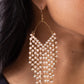 Paparazzi Accessories - V Fallin - Gold Earrings attached to a dainty gold wire fitting, strands of glittery white rhinestones pressed in sleek gold fittings freefall from the ear into an edgy v-shaped cascade for a bold look. Earring attaches to a standard fishhook fitting.  Sold as one pair of earrings.