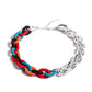 Paparazzi Accessories - Contrasting Couture & Candid Contrast - Black Jewelry Set strand of oversized silver curb chain collides with black, red, turquoise, and orange acrylic curb links to create an abstract blend of grit and color. The oversized links of the colored curb chain offset the high sheen of the silver that lays on the opposite side, perfectly balancing the contrasting design. Features an adjustable clasp closure.  Sold as one individual choker necklace. Includes one pair of matching earrings.