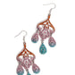 Paparazzi Accessories - Chandelier Command - Multi Earrings three rhinestone-encrusted teardrops drip from the bottom of an ornate decorative frame, creating an elegant fringe. The decorative frame swirls with ombré rhinestones that go from orange to pink to blue shades in varying sizes for a timelessly over-the-top sparkle. Earring attaches to a standard fishhook fitting.

Sold as one pair of earrings.

