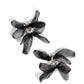 Paparazzi Accessories - Cosmopolitan Charisma - Black Earrings featuring a layered motif, elongated black silk petals are separated by a sprinkle of white gems in silver fittings that mingle with a cluster of dreamy white pearls, creating a high-society fringe. Earring attaches to a standard fishhook fitting.  Sold as one pair of earrings.