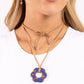 Paparazzi Accessories - Tied Triumph - Multi Necklace featuring purple and brown marbling, an airy blue flower is knotted at the bottom of a lengthened strand of brown suede for a southwestern-inspired statement. Features an adjustable tie closure.  Sold as one individual necklace. Includes one pair of matching earrings.