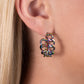 Paparazzi Accessories - Casual Confidence - Multi Hoop Earrings brushed in a oil spill finish, a textured strand of curb chain curls around the ear for an industrially casual look. Earring attaches to a standard post fitting. Hoop measures 1" in diameter.  Sold as one pair of hoop earrings.