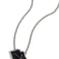 Paparazzi Accessories - Lip Locked - Black Necklaces featuring a glittery finish, an oversized black lip pendant swings from the bottom of a silver link chain below the collar for a romantic statement. White rhinestones border the charm for additional stunning detail. Features an adjustable clasp closure.  Sold as one individual necklace. Includes one pair of matching earrings.