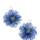 Paparazzi Accessories - Cosmopolitan Chiffon - Blue Earringthat duo of asymmetrical silver hoops link as they tumble from the ear, coalescing into an abstract lure. Attached to the bottom of the elongated display, oversized navy chiffon petals bloom around oil spill-tinted beads, creating a fantastical floral frenzy. Earring attaches to a standard post fitting. Hoop measures approximately 1" in diameter.  Sold as one pair of hoop earrings.