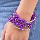 Paparazzi Accessories - Compelling Clouds - Purple Bracelets strands of sleek silver beads and accents mixed with plum acrylic beads in varying sizes are threaded along an infinity wrap-style bracelet. Clusters of beads are sporadically infused along the design, creating cloud-like, ethereal layers around the wrist.  Sold as one individual bracelet.