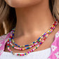Paparazzi Accessories - Multicolored Mashup and Multicolored Medley - Gold Jewelry Set strands of multicolored seed beads drape across the chest in a layered cascade. Sporadically accented with gold filigree beading and other gold accents, the ornate Moroccan-inspired display is finished with a touch of radiance. Features an adjustable clasp closure. Featuring multicolored seed beads