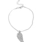 Paparazzi Accessories - Angelic Accent - White Anklet an angelic silver half-wing pendant delicately wraps around the ankle on a silver snake chain. Rows of dainty white rhinestones adorn the winged accents, adding a celestial shimmer to the angelic centerpiece. Features an adjustable clasp closure.  Sold as one individual anklet.