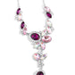 Paparazzi Accessories - Generous Gallery - Pink Necklace featuring an iridescent shimmer, an unexpected explosion of oversized various pink oval and marquise-cut gems cluster into haphazard groupings. Silver-pronged white rhinestones sporadically dot across the abstract canvas and encircle a few iridescent ovals for additional shimmer. The blinding clusters link together, creating a soft statement piece that cascades below the collar. Features an adjustable clasp closure. Due to its prismatic palette