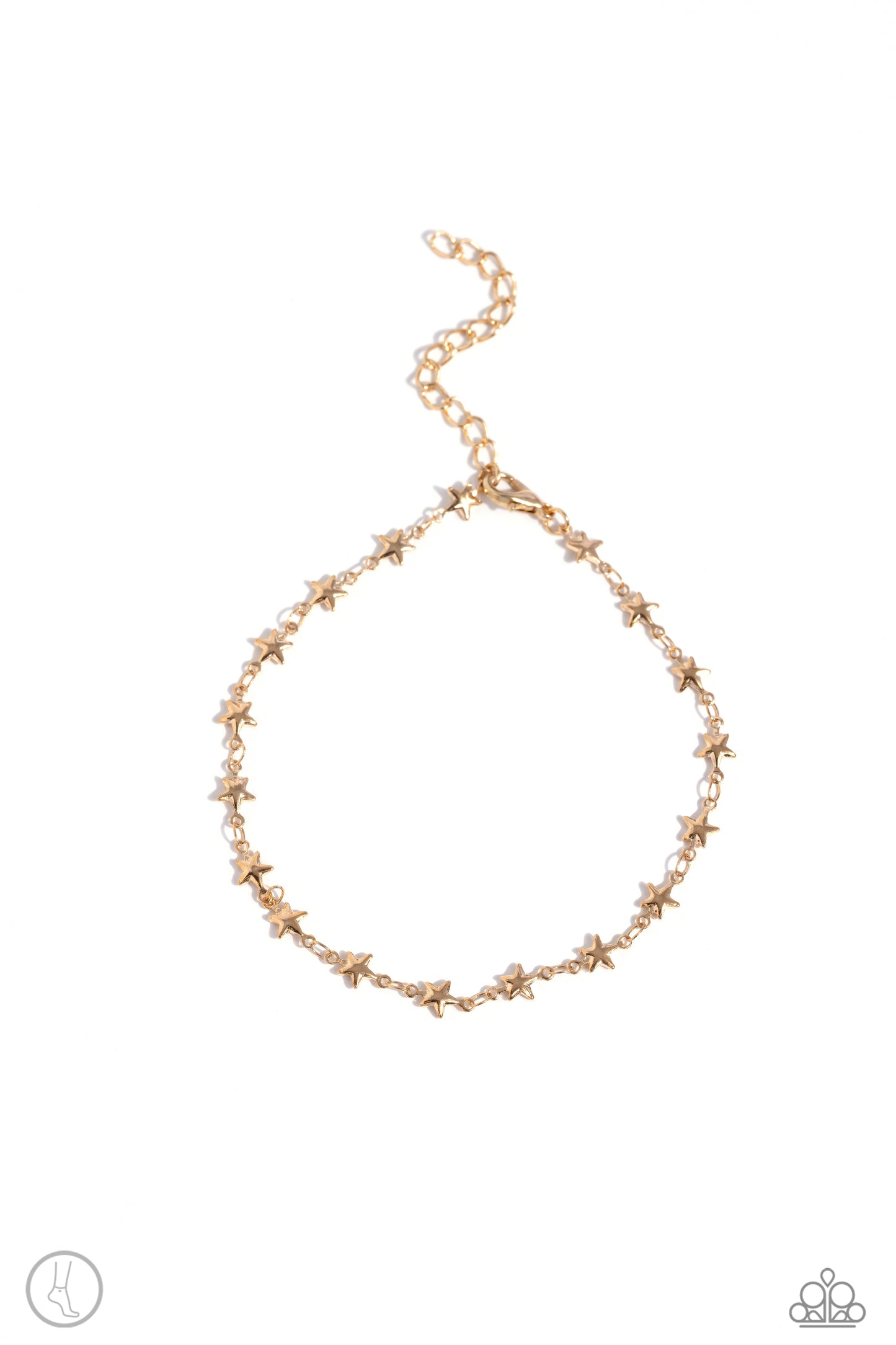 <p>Paparazzi Accessories - Starry Swing Dance - Gold Anklet dainty gold stars are infused along a classic gold chain around the ankle for a simply stellar statement. Features an adjustable clasp closure.</p> <p><i>Sold as one individual anklet.</i></p>