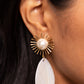 <p data-mce-fragment="1">Paparazzi Accessories - Sunburst Sophistication - Gold Earrings a gold sunburst shape dotted with a white pearl center gives way to a teardrop white shell resulting in a whimsically radiant lure. Earring attaches to a standard post fitting.</p> <p data-mce-fragment="1"><i data-mce-fragment="1">Sold as one pair of post earrings.</i></p>