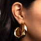 Featuring a sleek finish, a thick band of gold curls into a dainty swirl at the bottom of the ear for an eye-catching centerpiece. Earring attaches to a standard post fitting. Hoop measures approximately 1 1/2" in diameter.  Sold as one pair of hoop earrings.