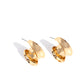 Featuring a sleek finish, a thick band of gold curls into a dainty swirl at the bottom of the ear for an eye-catching centerpiece. Earring attaches to a standard post fitting. Hoop measures approximately 1 1/2" in diameter.  Sold as one pair of hoop earrings.
