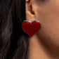 <p>Paparazzi Accessories - Glitter Gamble - Red Heart Earrings dusted in sparkles, red hearts, pressed in sleek silver frames neatly sparkle atop the lobes for a flirtatious centerpiece. Earring attaches to a standard post fitting.</p> <p><i>Sold as one pair of post earrings.</i></p>