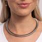 Paparazzi Accessories - Choker of the Century - Silver Necklaces a&nbsp;thick silver herringbone chain loops around the collar for a stunning, stackable display. Features an adjustable clasp closure.  Sold as one individual choker necklace. Includes one pair of matching earrings.