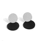 Paparazzi Accessories - Leather Leader - Black Clip-On Earrings an&nbsp;oversized silver disc gives way to an even larger disc of black leather for a badlands basic. Earring attaches to a standard clip-on fitting.  Sold as one pair of clip-on earrings.