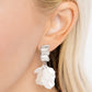 White emerald-cut gems haphazardly stack on top of one another for a timeless, geometric radiance along the ear giving way to a collection of scalloped white pearl petals that cascade in a refined array. Earring attaches to a standard clip-on fitting.

Sold as one pair of clip-on earrings.