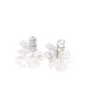 White emerald-cut gems haphazardly stack on top of one another for a timeless, geometric radiance along the ear giving way to a collection of scalloped white pearl petals that cascade in a refined array. Earring attaches to a standard clip-on fitting.

Sold as one pair of clip-on earrings.