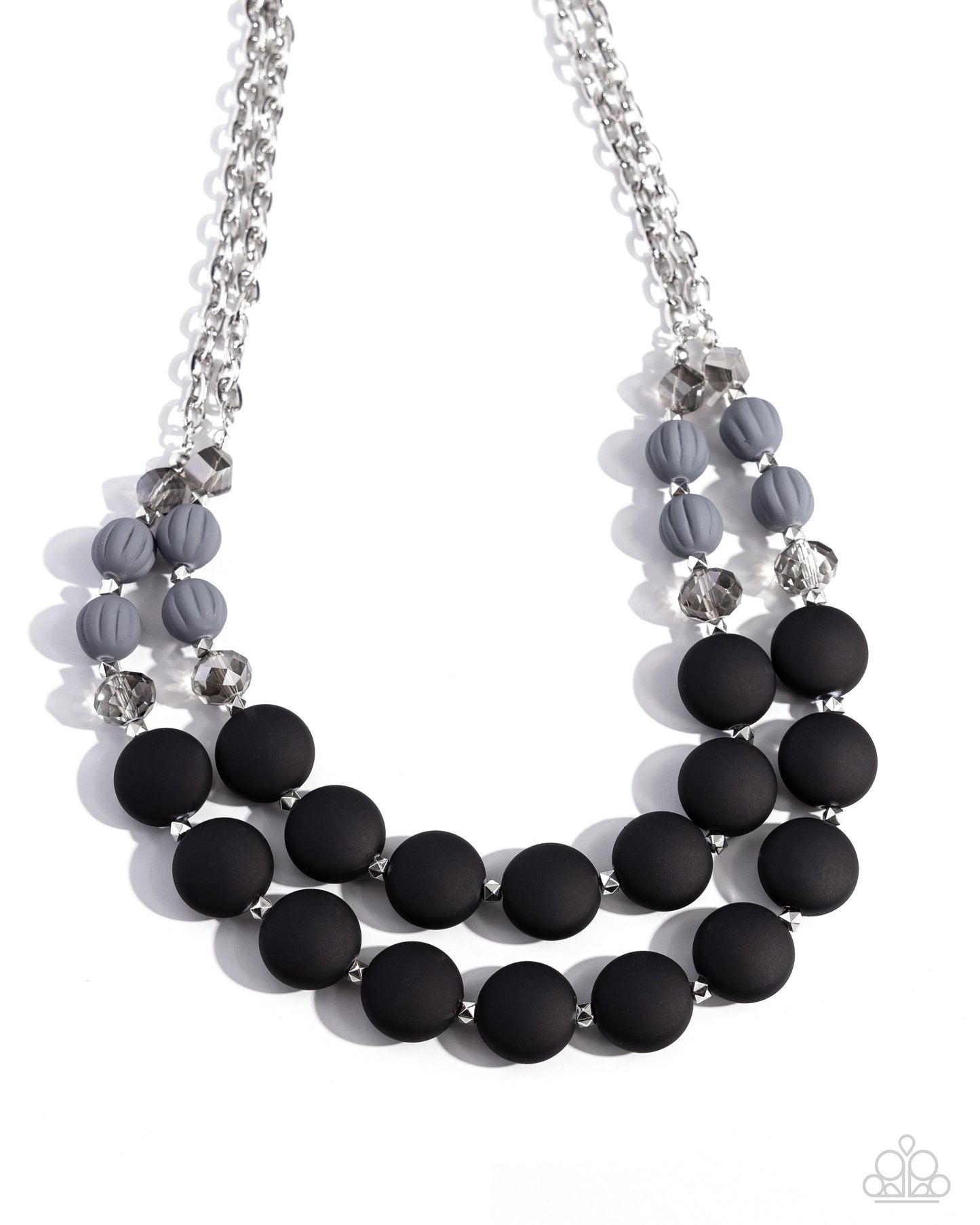 <p data-mce-fragment="1">Paparazzi Accessories - Whimsically Wealthy - Black Necklaces smoky faceted beads, silver beads, Sharkskin beads, and black matte beads are infused along classic silver chains that layer below the neckline for a colorfully charismatic look. Features an adjustable clasp closure.</p> <p data-mce-fragment="1"><i data-mce-fragment="1">Sold as one individual necklace. Includes one pair of matching earrings.</i></p>