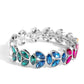 Paparazzi Accessories - Gilded Gardens - Multi Bracelets trios of elegant marquise multicolored rhinestones delicately join into leafy silver frames along a stretchy band, creating a refined display around the wrist.  Sold as one individual bracelet.