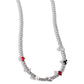 Paparazzi Accessories - Vegas Vault - Red Necklaces Zpronged in place along a high-sheen silver curb chain, a Vegas-styled collection of charms shimmer along the neckline. The various charms include a white pearl, silver heart, white gem, white rhinestone-encrusted horseshoe, a red-painted spade, a black-painted club, and a red diamond gem. Features an adjustable clasp closure. Sold as one individual necklace. Includes one pair of matching earrings.