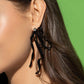 Paparazzi Accessories - Trendy Tapestry - Black Earrings dipped in a black hue, a curly and loopy bow featuring a solitaire white gem glistens from the ear for a colorfully classy look. Earring attaches to a standard post fitting.  Sold as one pair of post earrings.