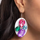 Pronged in place along a white acrylic oval in silver, multicolored faceted gems in varying sizes and teardrop, round, and emerald cuts cascades below the ear for an attention-grabbing display. Earring attaches to a standard fishhook fitting.  Sold as one pair of earrings.