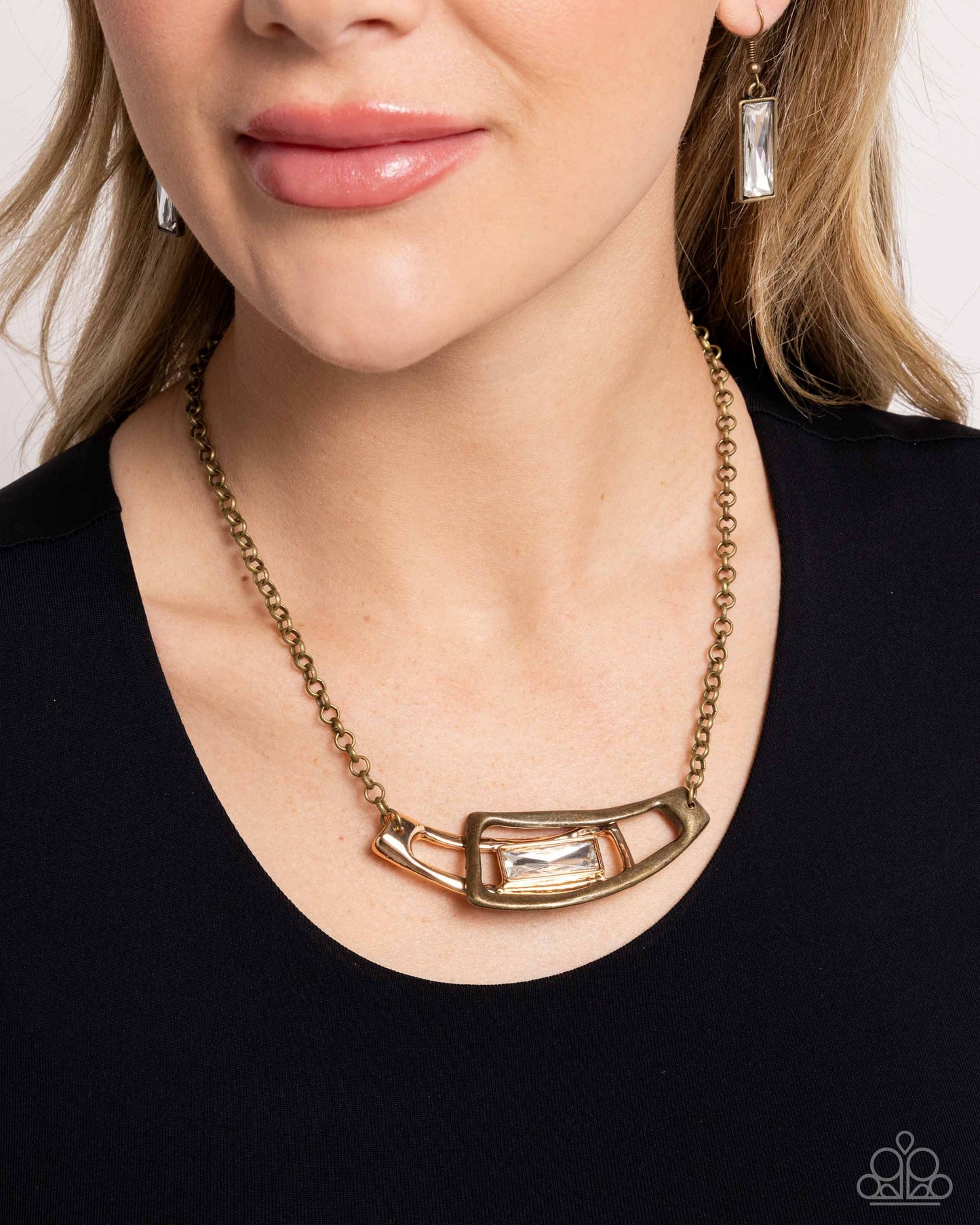 Paparazzi Accessories - Interlocked Improv - Brass Necklaces