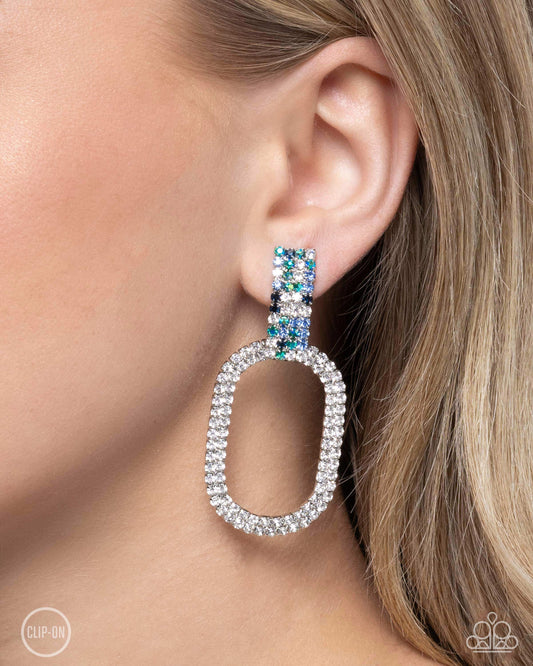 Paparazzi Accessories - Guarded Glitz - Blue Clip-On Earrings