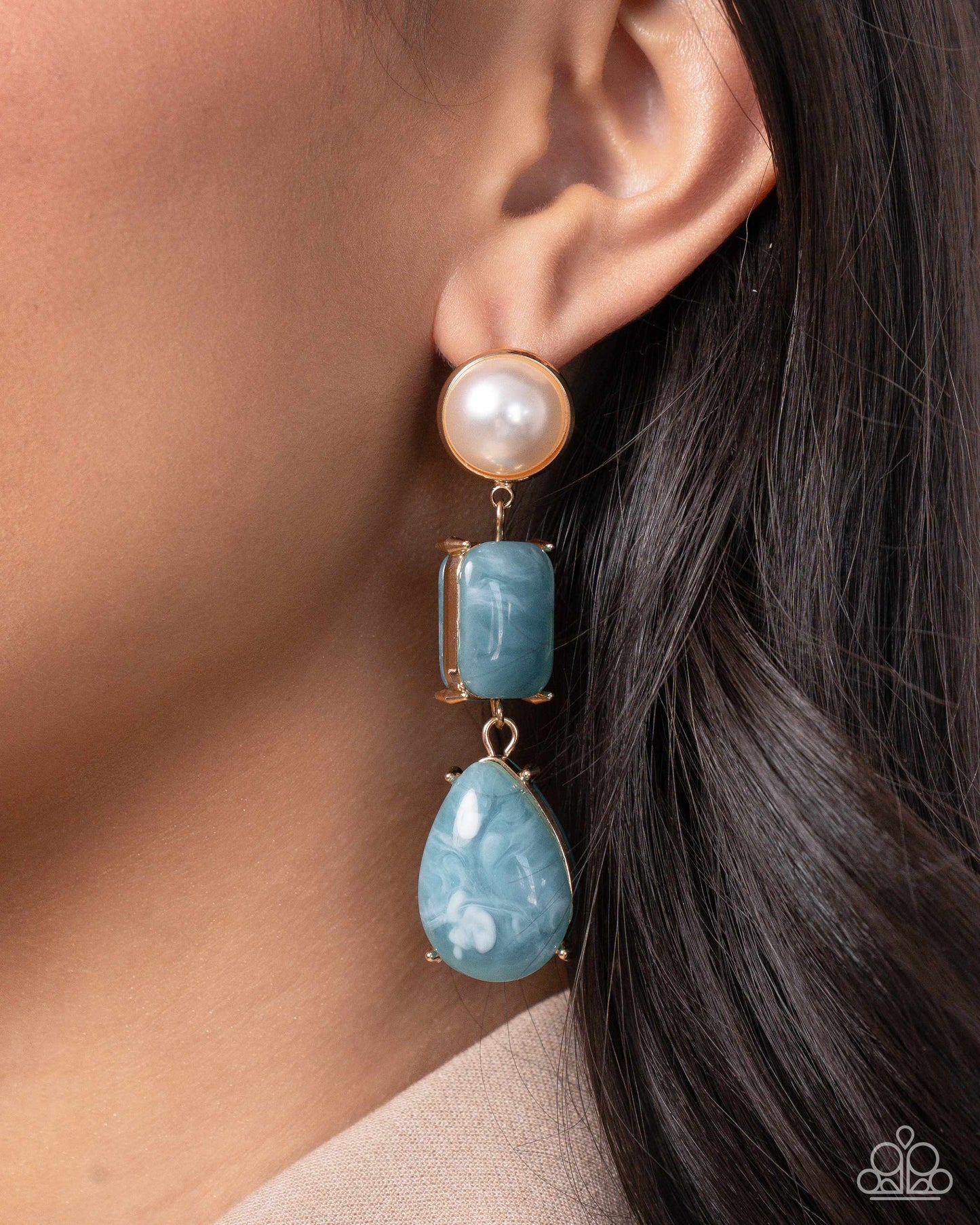 Paparazzi Accessories - Marbled Masterpiece - Blue Earrings