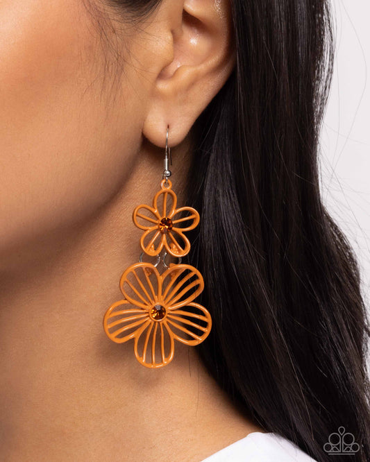 Paparazzi Accessories - Textured Tiers - Orange Earrings