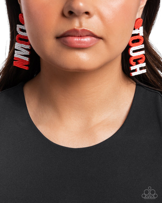 Paparazzi Accessories - Touchdown Texture - Red Earrings