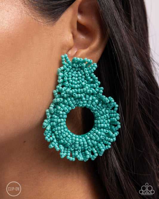 Paparazzi Accessories - Explosive Energy- Blue Clip-On Earrings