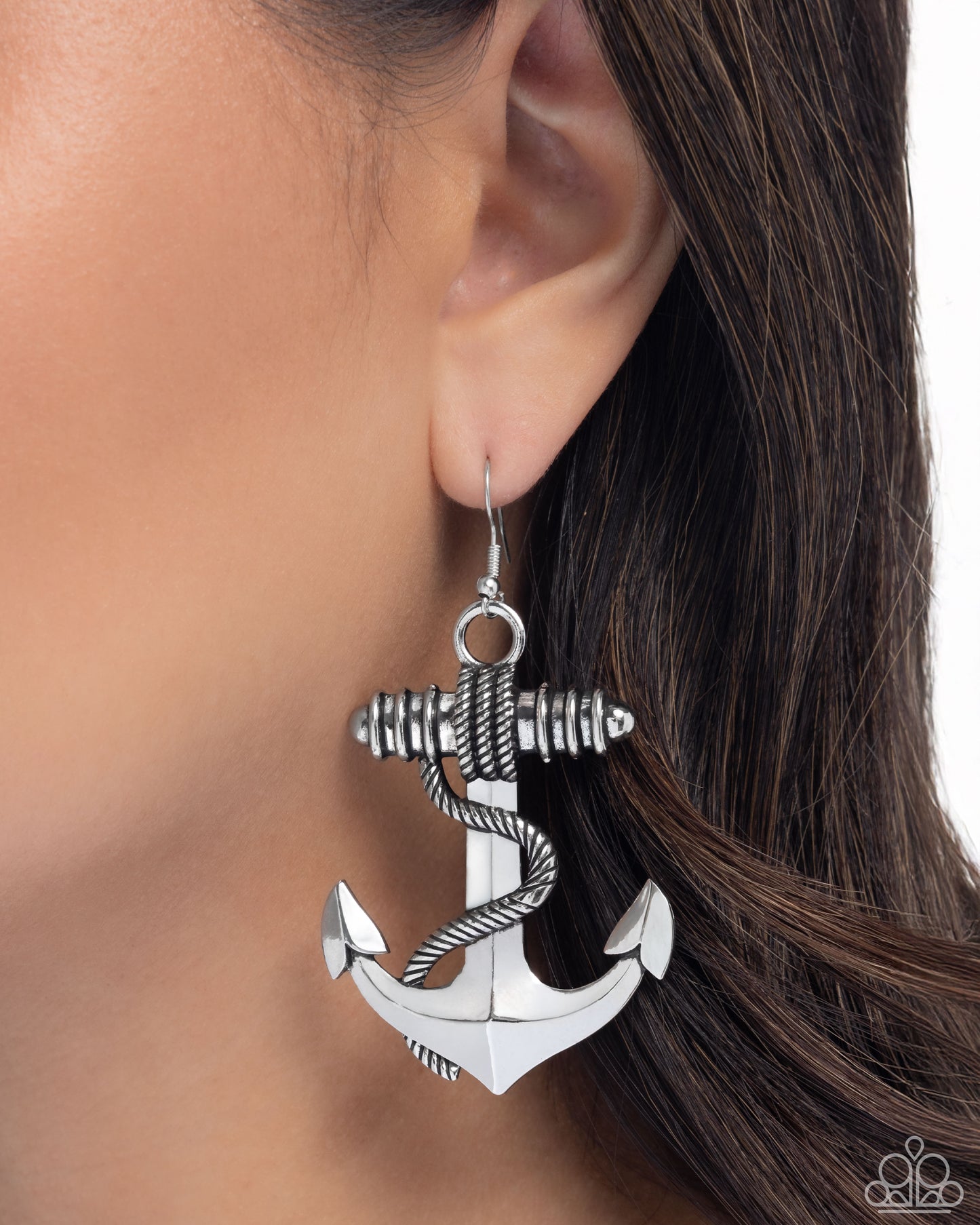 Paparazzi Accessories - Adorable Anchor - Silver Earrings