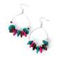 Separated by dainty brown wooden beads, Harbor Blue, brown, and pink wooden discs are threaded along a dainty wire hoop for a colorful tropical flair. Earring attaches to a standard fishhook fitting.  Sold as one pair of paparazzi earrings.