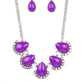 Underscored by rows of iridescent rhinestones, a row of oversized purple teardrop beads dramatically links into a powerful pop of color below the collar. Features an adjustable clasp closure. Due to its prismatic palette, color may vary.  Sold as one individual paparazzi necklace. Includes one pair of matching paparazzi earrings.