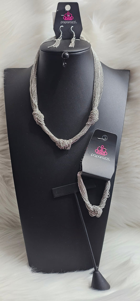 Paparazzi Accessories - Copious Control - Copious Command - Silver Necklace n Bracelet Set