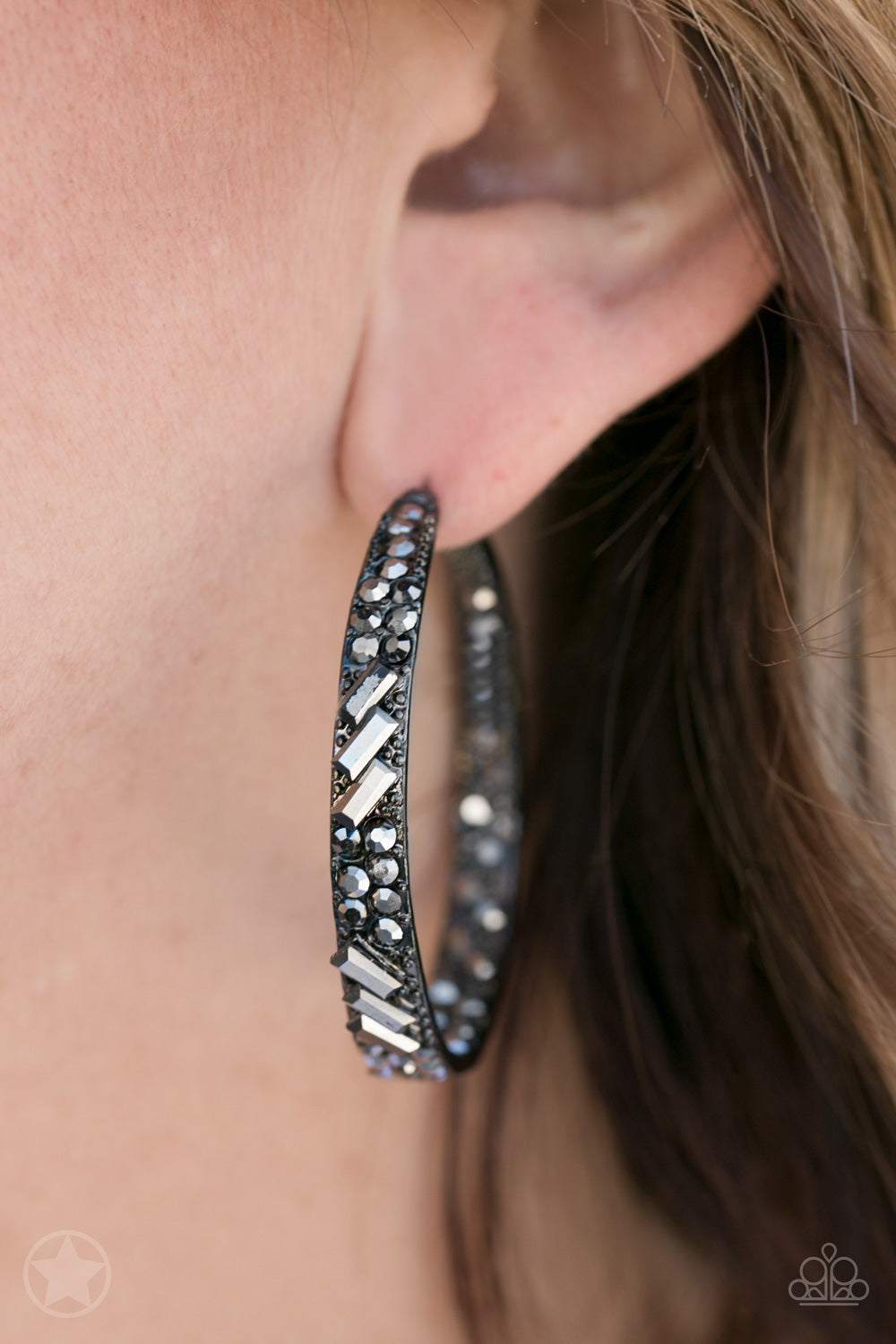 Paparazzi Accessories Glitzy By Association - Black Blockbuster Earrings - Lady T Accessories