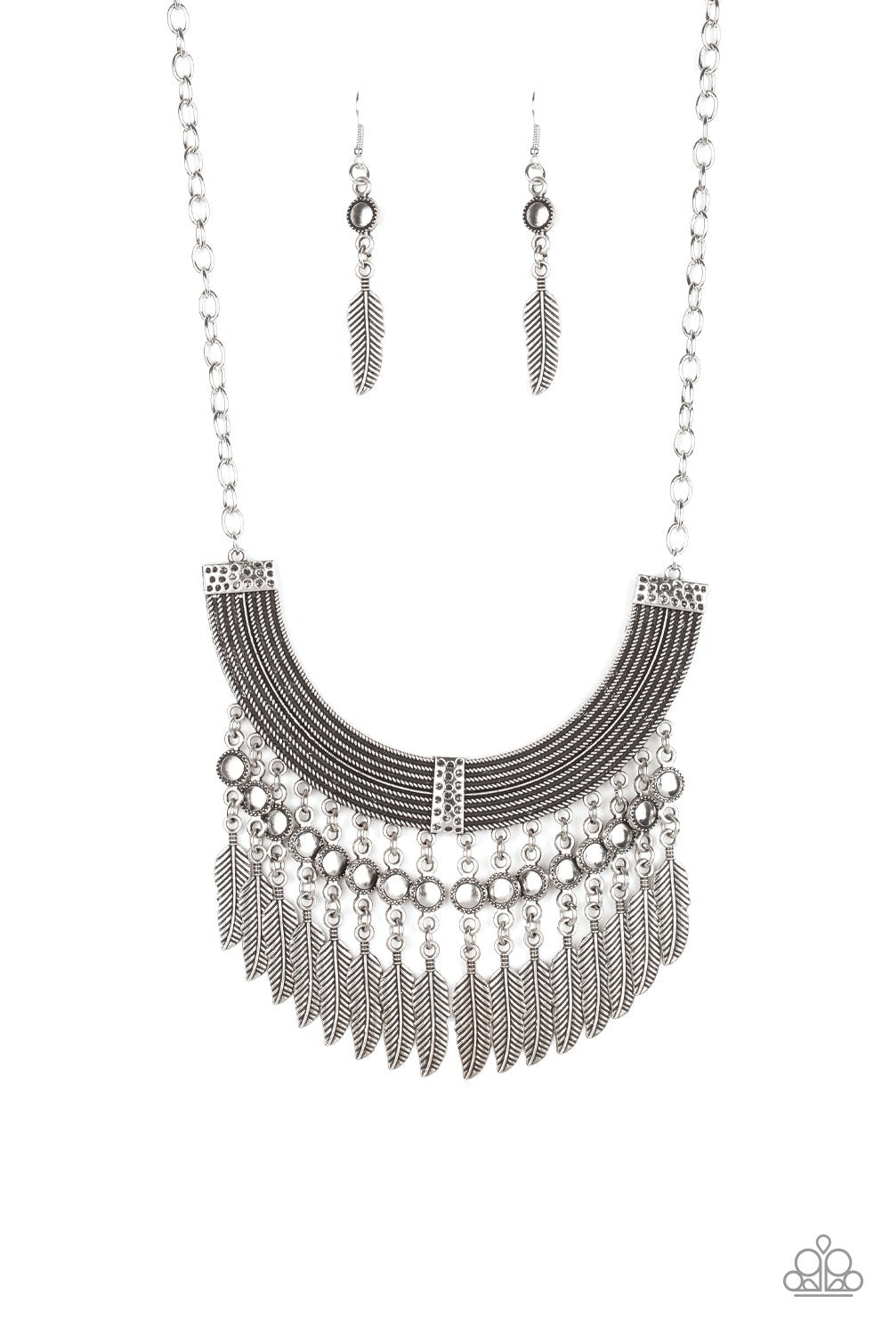 Paparazzi Accessories Fierce in Feathers - Silver Necklaces - Lady T Accessories