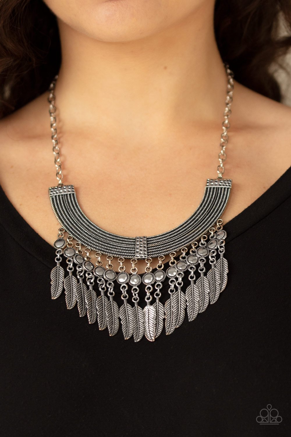 Paparazzi Accessories Fierce in Feathers - Silver Necklaces - Lady T Accessories