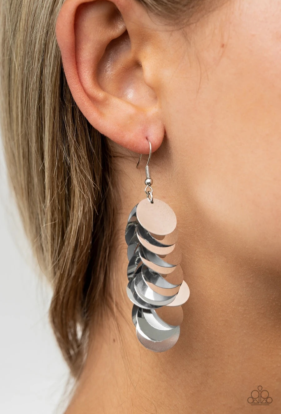 Paparazzi Accessories Now You SEQUIN It - Silver Life of the Party Earrings - Lady T Accessories