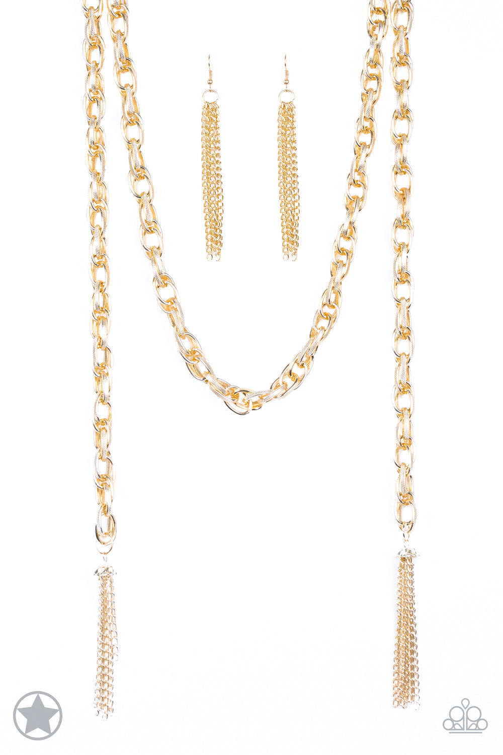 Paparazzi Accessories Scarfed for Attention - Gold Blockbuster Necklaces - Lady T Accessories
