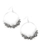 Paparazzi Accessories - I Can Take a Compliment - Silver Earrings a stunning array of studded silver accents, oversized silver beads, and hematite rhinestone encrusted black beads are threaded along a dainty silver wire hoop, resulting in a dazzling pop of color. Earring attaches to a standard fishhook fitting.  Sold as one pair of earrings.