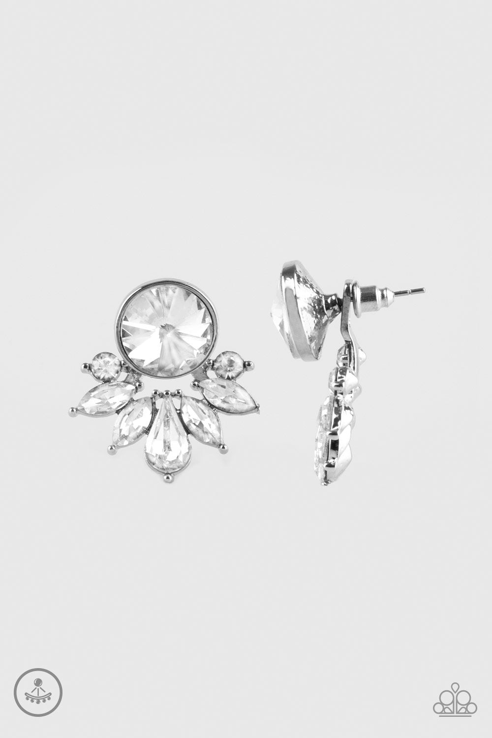 Paparazzi Accessories Radically Royal - White Rhinestone Double Sided Earrings - Lady T Accessories