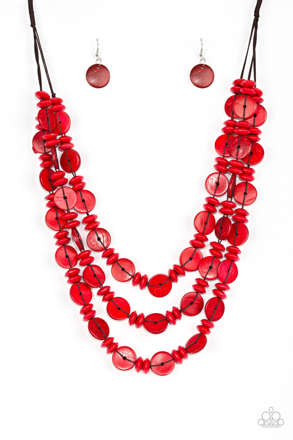 Paparazzi Accessories Barbados Bopper - Red Wood Necklaces - Lady T Accessories