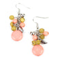 Whimsically Musical - Multi Earrings a cluster of Burnt Coral and Willow beads, accented with a shiny silver bead and a delicate silver feather, tumble together atop a flattened Burnt Coral bead for a whimsical finish. Earring attaches to a standard fishhook fitting.  Sold as one pair of earrings.  Paparazzi Jewelry is lead and nickel free so it's perfect for sensitive skin too!