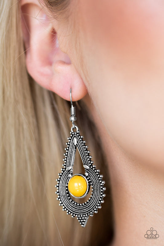 Paparazzi Accessories Zoomin Zumba - Yellow Earrings - Lady T Accessories