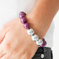 Paparazzi Accessories All Dressed UPTOWN - Purple Bracelets gradually increased in size near the center, oversized pearly purple and shiny silver beads are threaded along a stretchy band around the wrist for a glamorous finish.
