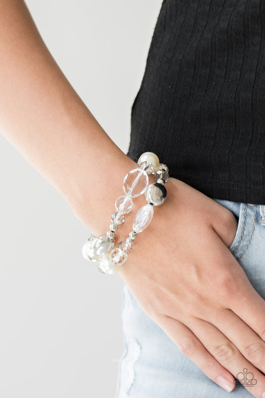Paparazzi Accessories Downtown Dazzle - White Bracelets - Lady T Accessories