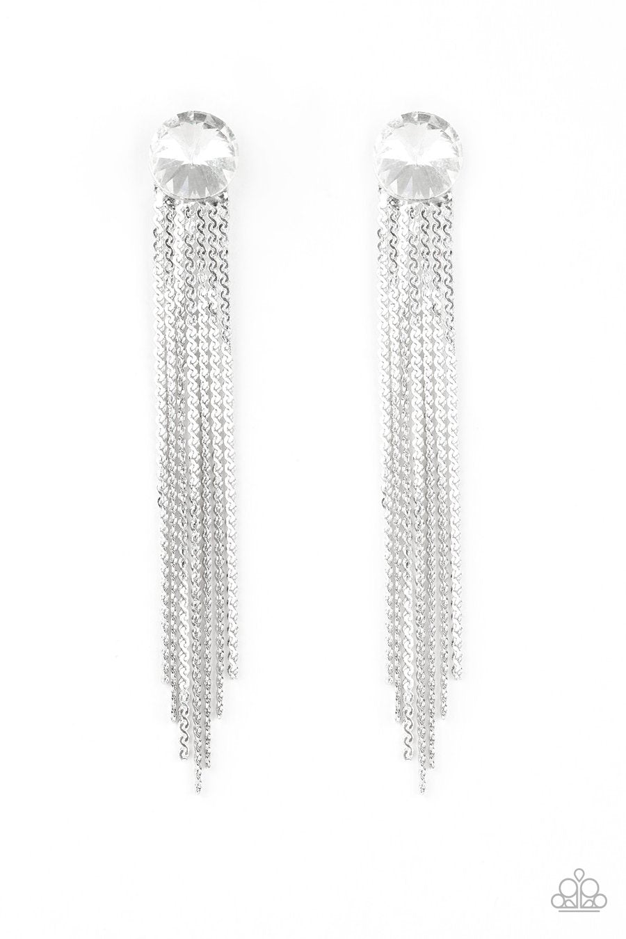 Paparazzi Accessories Level Up - White Earrings - Lady T Accessories